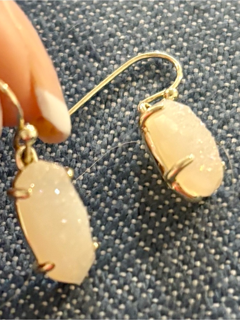 Kendra Scott ivory Druzy Gold Drop Earrings